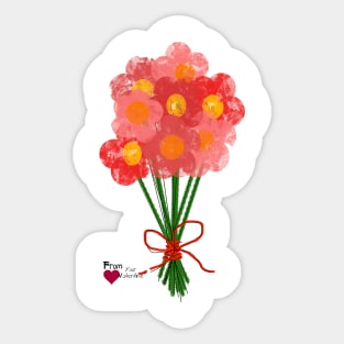 Pink Flower Bouquet for Valentines Day Sticker